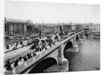 Pedestrians and Vehicles Crossing Bridge by Anonymous