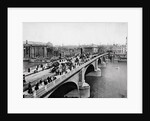 Pedestrians and Vehicles Crossing Bridge by Anonymous