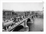 Pedestrians and Vehicles Crossing Bridge by Anonymous