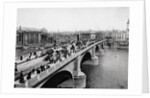 Pedestrians and Vehicles Crossing Bridge by Anonymous