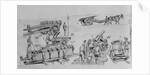 Soldiers Utilizing Different Types of Artillery on Field by Anonymous