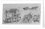 Soldiers Utilizing Different Types of Artillery on Field by Anonymous