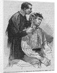 Engraving of a Man Taking Measurements of a Criminal's Ear by Anonymous