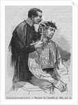 Engraving of a Man Taking Measurements of a Criminal's Ear by Anonymous