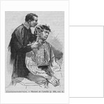 Engraving of a Man Taking Measurements of a Criminal's Ear by Anonymous