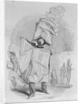 Woodcut of Man Selling French Newspapers by Anonymous