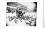 Woman Feeding Pigeons by Anonymous