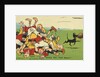 Postcard Cartoon of Rugby Match by Anonymous