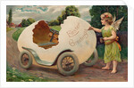 Postcard of Cherub Painting Easter Vehicle by Anonymous