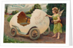 Postcard of Cherub Painting Easter Vehicle by Anonymous