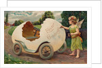 Postcard of Cherub Painting Easter Vehicle by Anonymous
