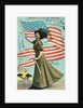 Postcard of Woman Waving American Flag by Anonymous