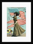 Postcard of Woman Waving American Flag by Anonymous