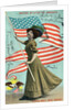 Postcard of Woman Waving American Flag by Anonymous