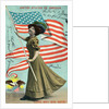 Postcard of Woman Waving American Flag by Anonymous