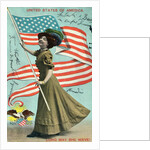 Postcard of Woman Waving American Flag by Anonymous