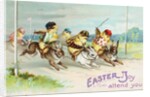 Easter Greeting Card of Chicks Riding Rabbits by Anonymous