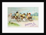Easter Greeting Card of Chicks Riding Rabbits by Anonymous
