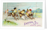 Easter Greeting Card of Chicks Riding Rabbits by Anonymous