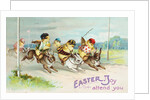 Easter Greeting Card of Chicks Riding Rabbits by Anonymous