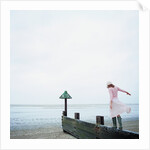 Woman Balancing on a Breakwater by Anonymous