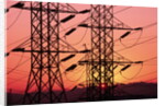 Sunset Behind Electrical Towers by Anonymous