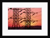 Sunset Behind Electrical Towers by Anonymous