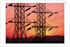 Sunset Behind Electrical Towers by Anonymous