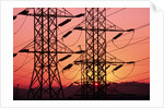 Sunset Behind Electrical Towers by Anonymous