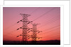 Sunset Behind Electrical Towers by Anonymous