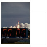 Space Shuttle Discovery Lifting Off and Countdown Clock by Anonymous
