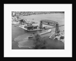 Cargo Boat Passing Under Bridge by Anonymous