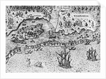 Detail of The Arrival of the Englishmen in Virginia by Theodor de Bry