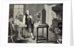 Print Depicting James Watt Studying Improvements to the Newcomen Steam Engine by Anonymous
