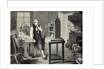 Print Depicting James Watt Studying Improvements to the Newcomen Steam Engine by Anonymous