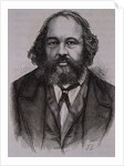 19th Century Engraving of Russian Revolutionary Anarchist Mikhail Aleksandrovitch Bakounine by Anonymous