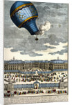 Color Engraving of Hot Air Balloon Lifting Off from the Palace of Versailles by Anonymous