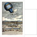 Color Engraving of Hot Air Balloon Lifting Off from the Palace of Versailles by Anonymous