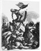 Illustration of Men Fighting at Barricades in Berlin by Kirchoff