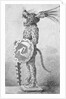 Profile Drawing of Aztec Warrior in Costume by Anonymous