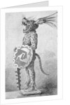 Profile Drawing of Aztec Warrior in Costume by Anonymous