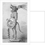 Profile Drawing of Aztec Warrior in Costume by Anonymous