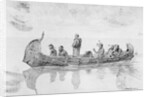 Missonary Man and Natives Traveling in Boat by Anonymous
