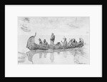 Missonary Man and Natives Traveling in Boat by Anonymous