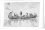 Missonary Man and Natives Traveling in Boat by Anonymous