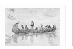 Missonary Man and Natives Traveling in Boat by Anonymous