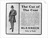 Ad For Blenheim Overcoats For Men/1905 by Anonymous