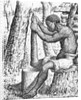 Man Grinding Grain by Anonymous