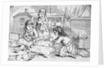 Girls Playing with Dolls by Anonymous