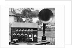 Display of an Early Radio on Residential Lawn by Anonymous